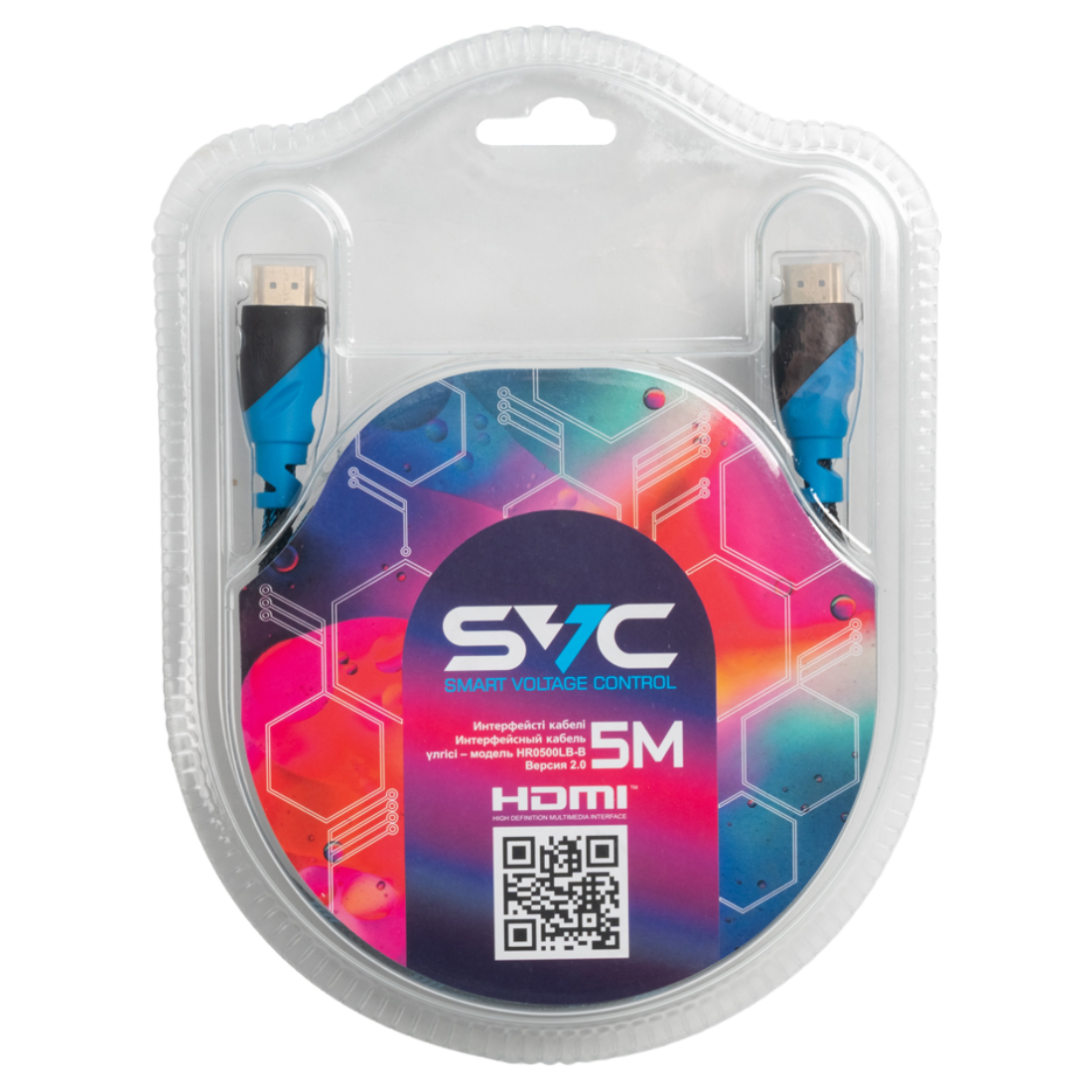 Интерфейсный кабель HDMI-HDMI SVC HR0500LB-B, 30В, Голубой, Блистер, 5 м